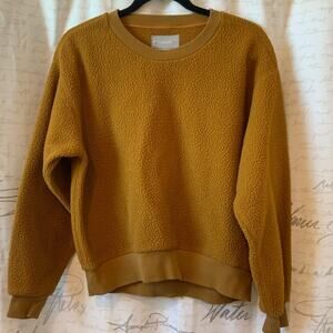 Everlane Mustard Yellow Fuzzy Knit Crewneck Sweater Women's Small S Cozy Top